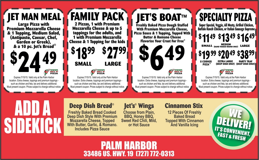 Coupon for Jet s Pizza Clearwater Dunedin Palm Harbor